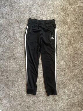 adidas Black Track Pants with White Side Stripes size Small